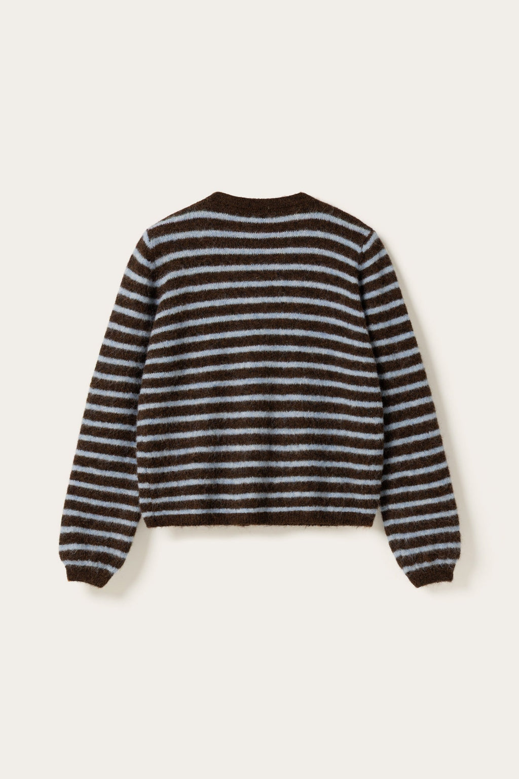 N-Mertice Knit Cardigan Brown Blue Stripe