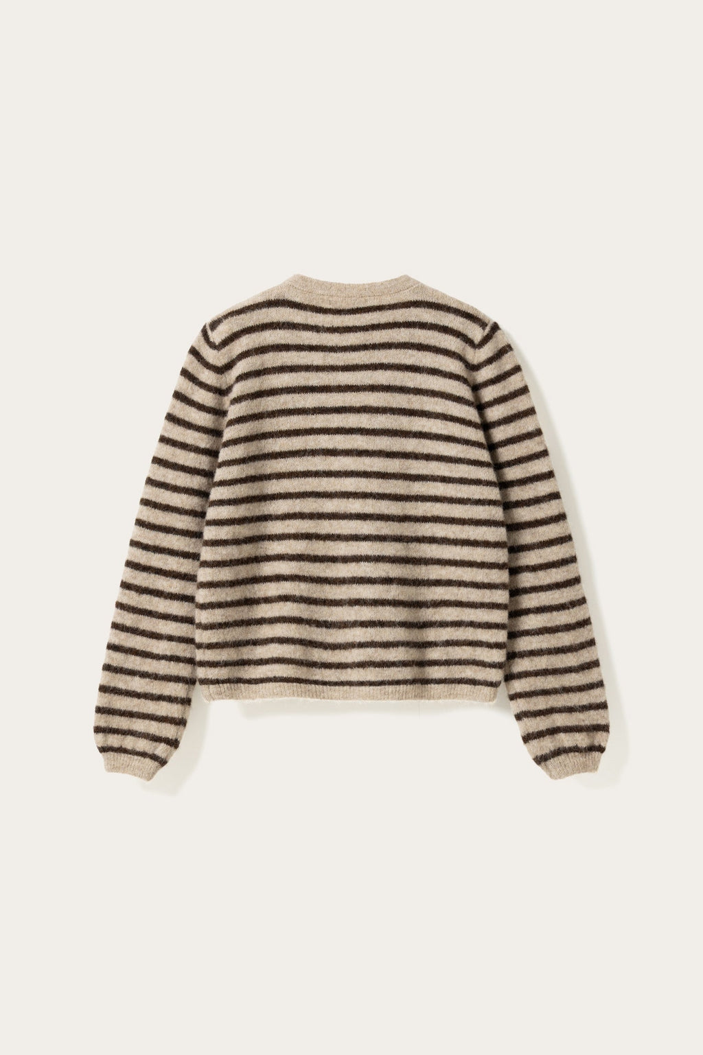 N-Mertice Knit Cardigan Brown Sand Stripe