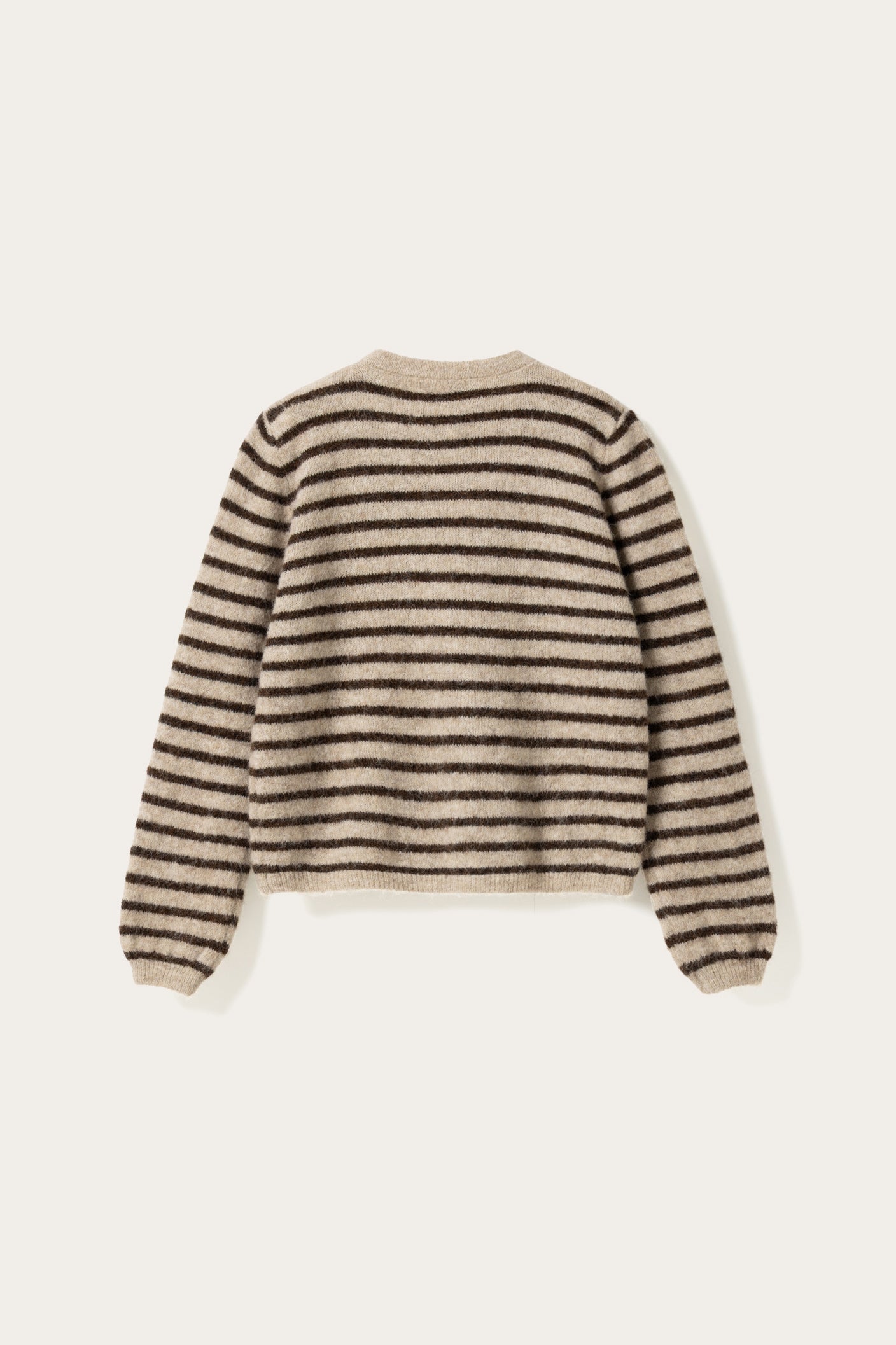 N-Mertice Knit Cardigan Brown Sand Stripe