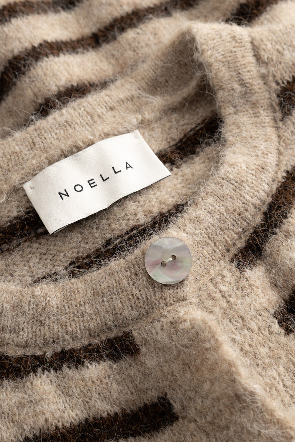 N-Mertice Knit Cardigan Brown Sand Stripe