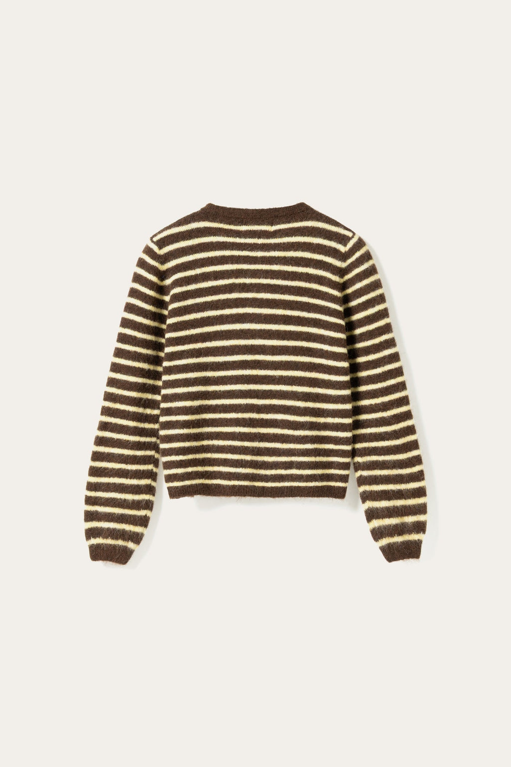N-Mertice Knit Cardigan Brown Yellow Stripe