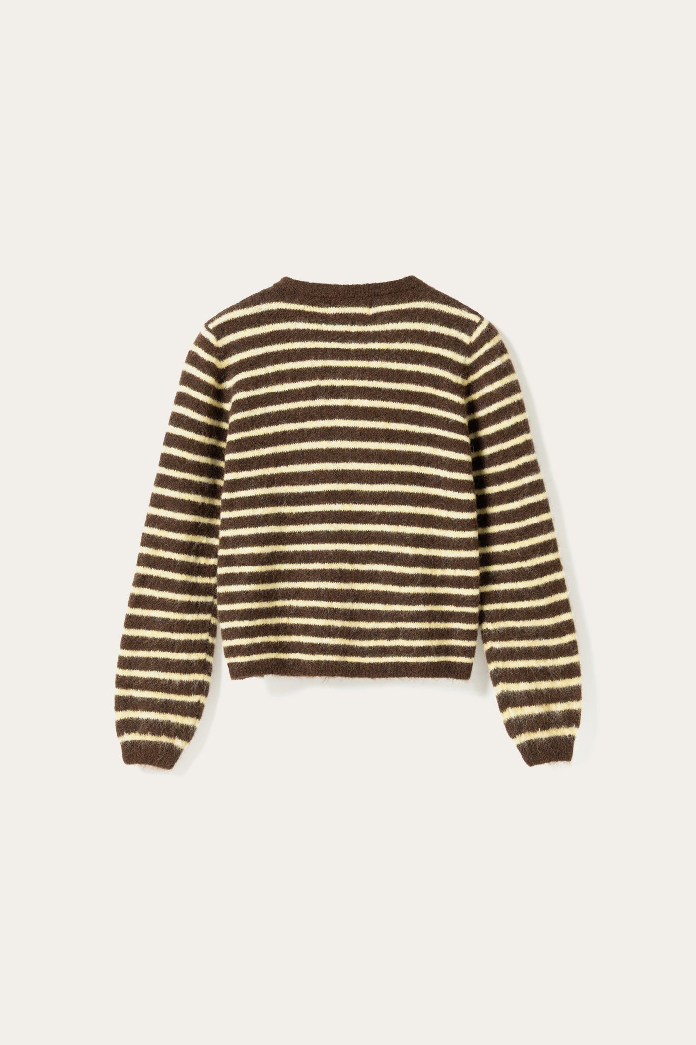 N-Mertice Knit Cardigan Brown Yellow Stripe