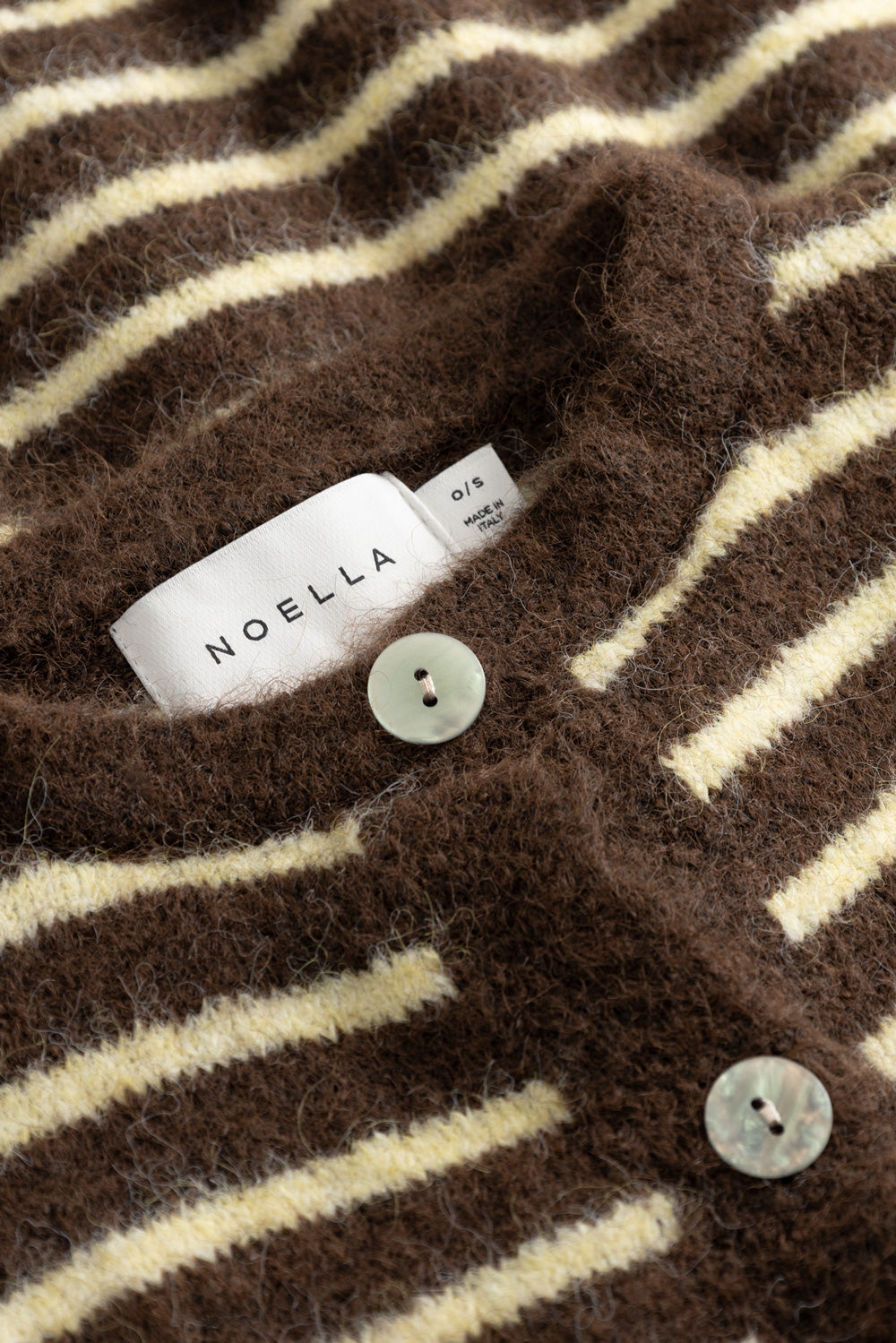 N-Mertice Knit Cardigan Brown Yellow Stripe