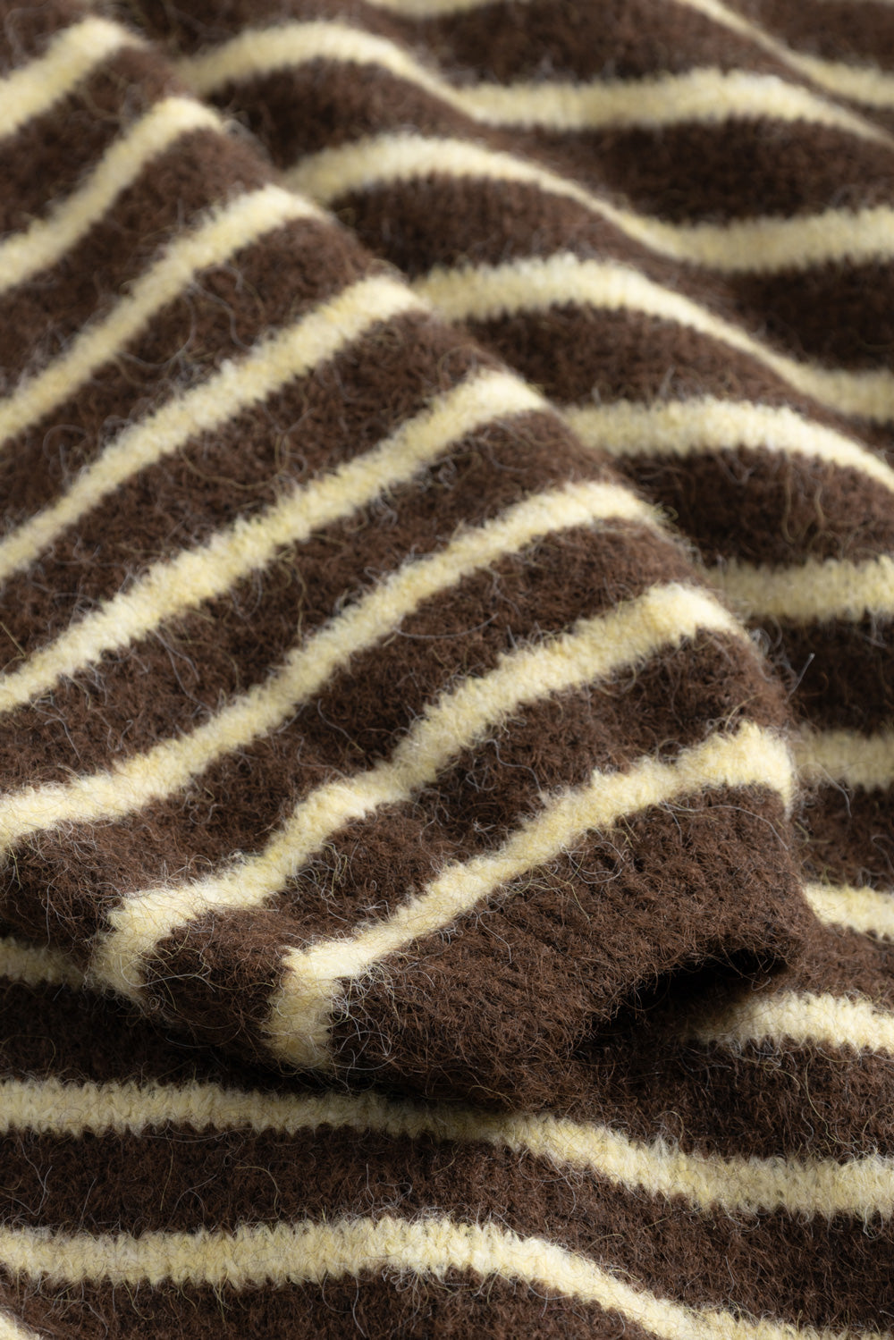 N-Mertice Knit Cardigan Brown Yellow Stripe