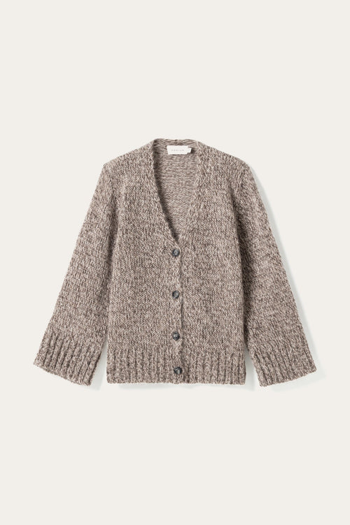 N-Maile Knit Cardigan Grey Beige Mix
