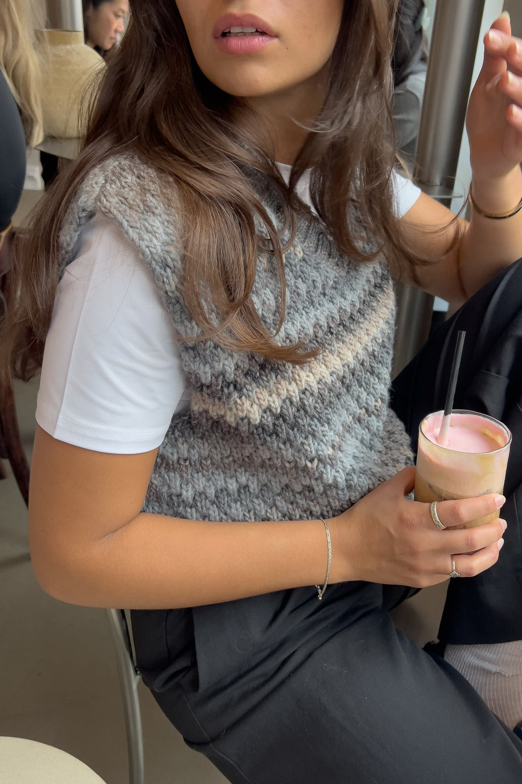 Gio Knit Vest Light Grey Mix