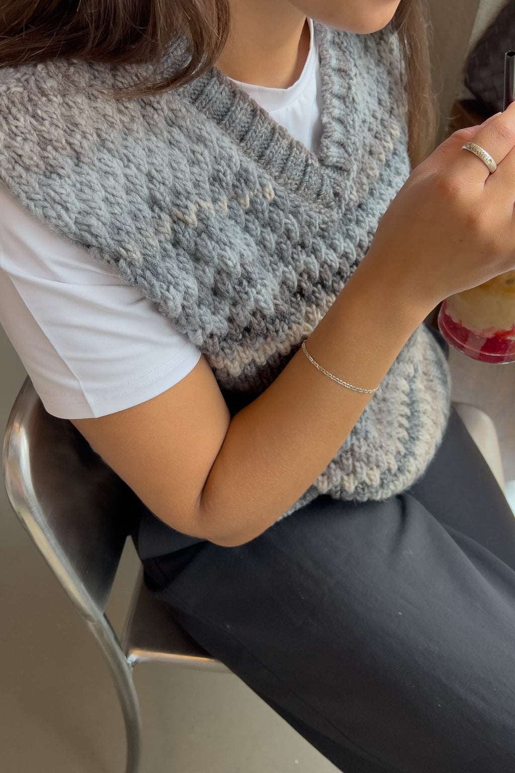 Gio Knit Vest Light Grey Mix
