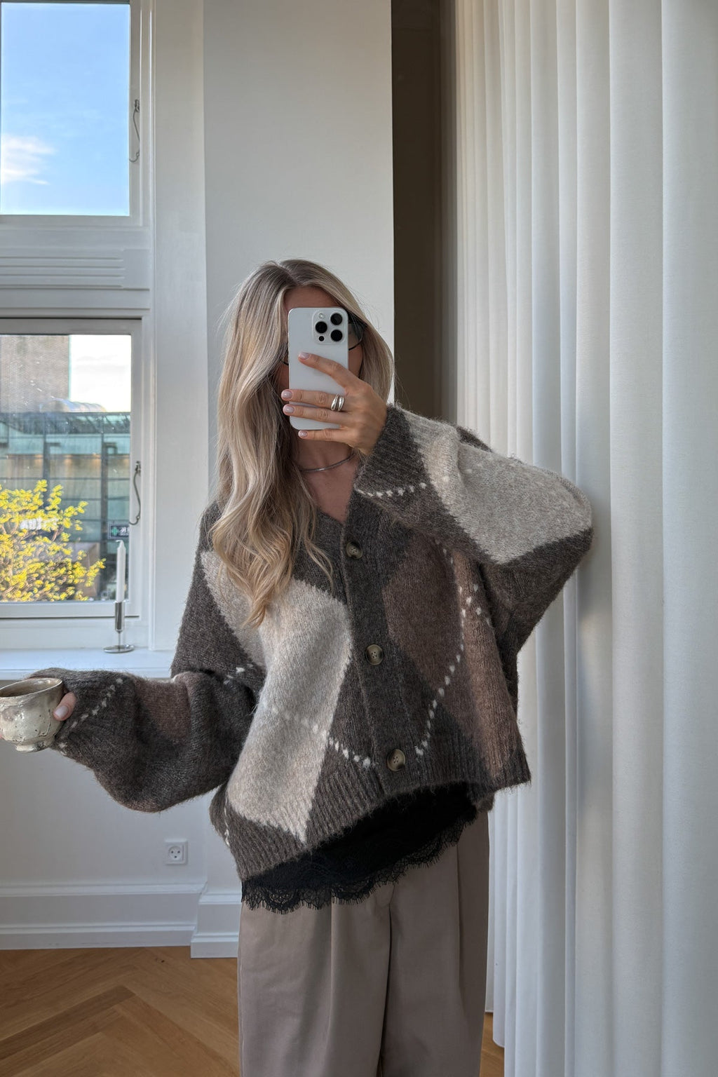 N-Laiana Knit Cardigan Ash Brown Mix