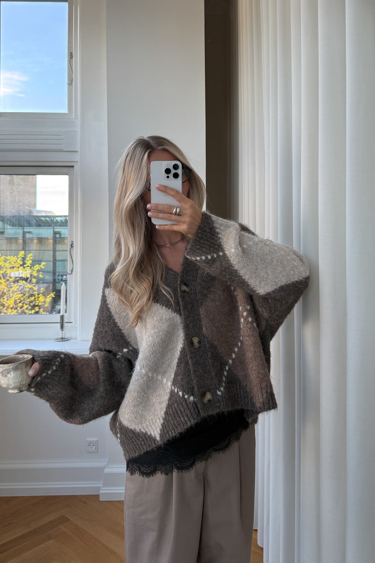 N-Laiana Knit Cardigan Ash Brown Mix