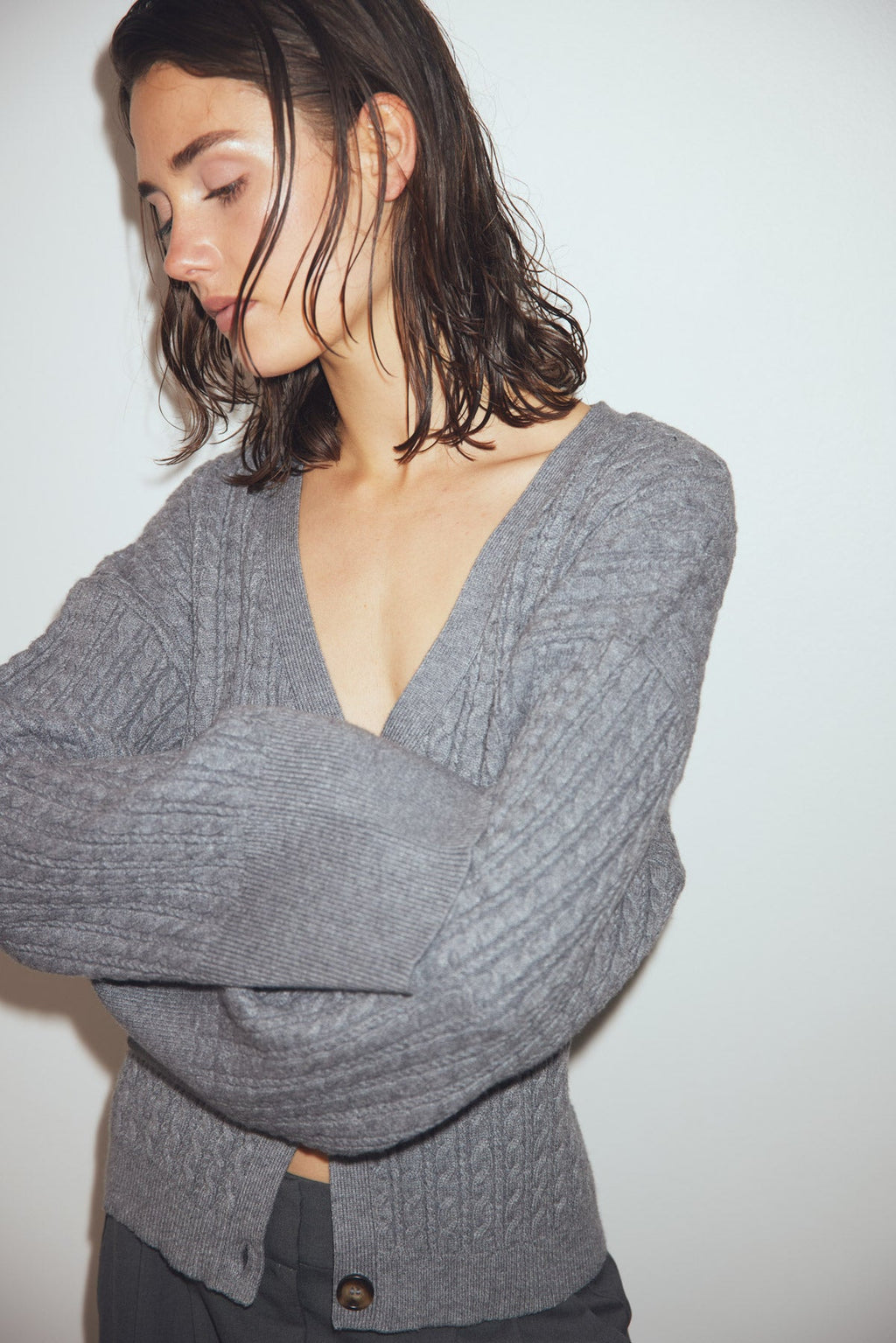 N-Lenyx Knit Cardigan Medium Grey Mel