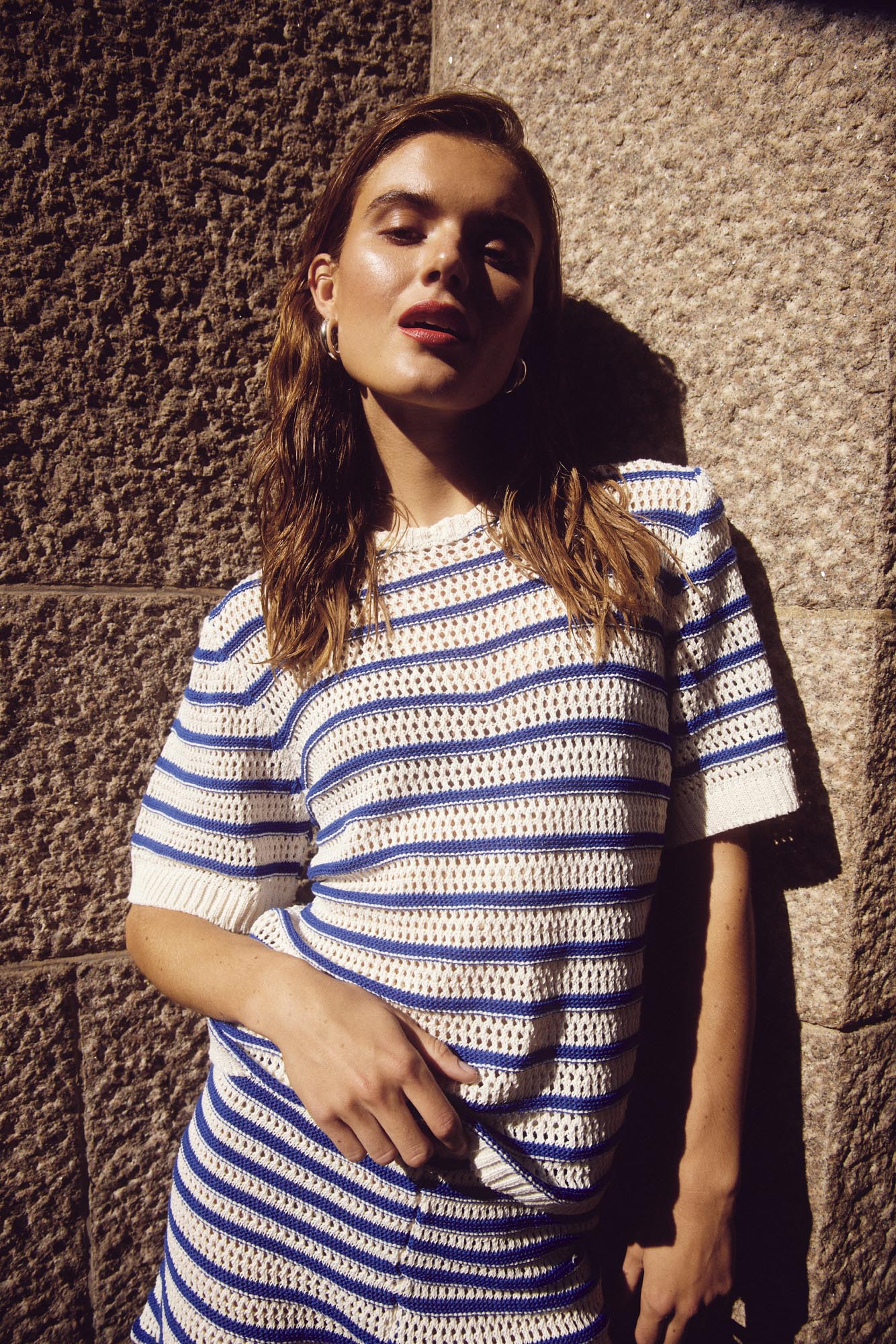 Shay Knit Shorts Blue Stripe