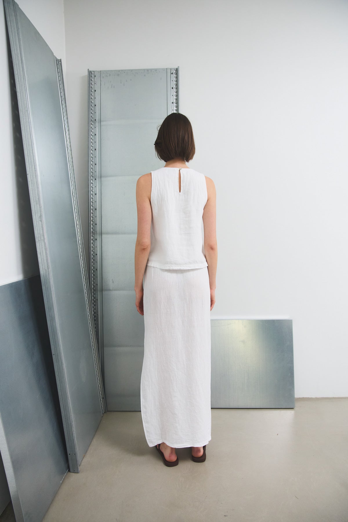 Samira Linen Skirt White