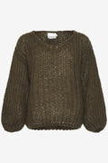 Noellas Joseph Knit Sweater Army Green. Køb Striktrøjer hos www.noellafashion.dk