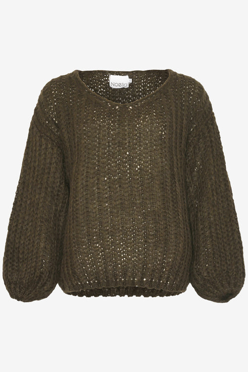 Noellas Joseph Knit Sweater Army Green. Køb Striktrøjer hos www.noellafashion.dk