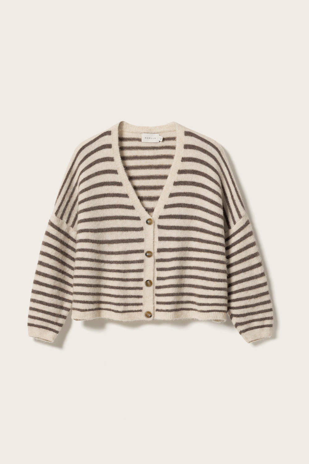 N-Lenda Knit Cardigan Brown Ivory Stripe