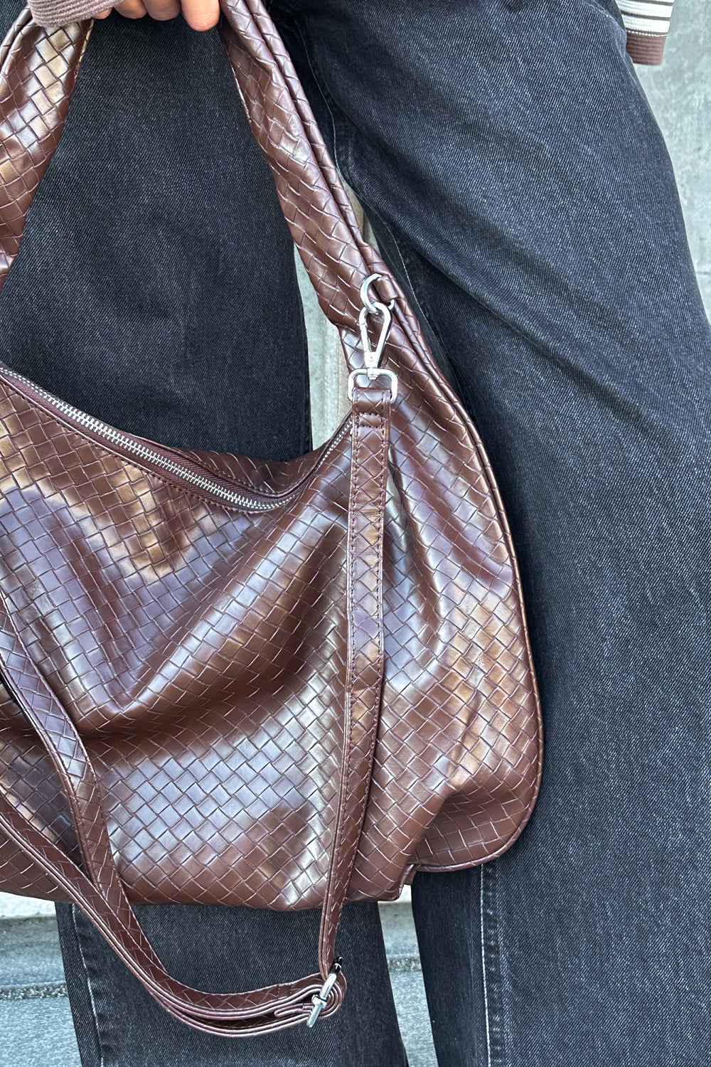 Peony Hobo Bag Dark Brown