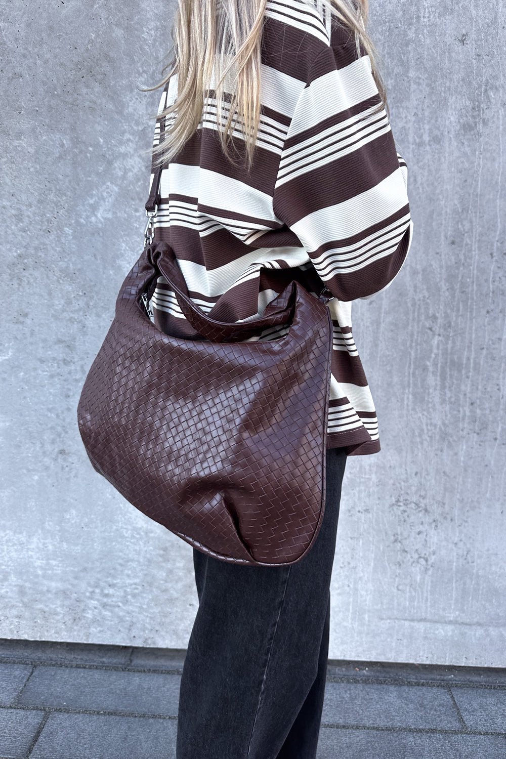 Peony Hobo Bag Dark Brown