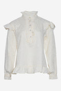 Noellas Reno Ruby Ruffle Blouse Cream. Køb Bluser hos www.noellafashion.dk