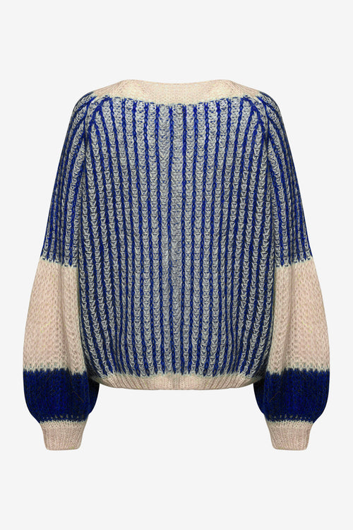 Liana Knit Sweater Cream/Cobalt Blue