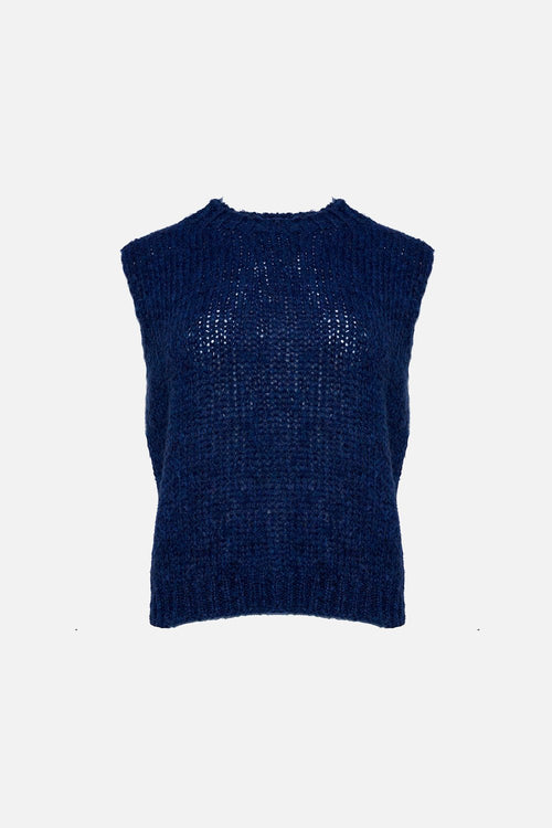 Noellas Kala Knit Vest Navy. Køb Veste hos www.noellafashion.dk