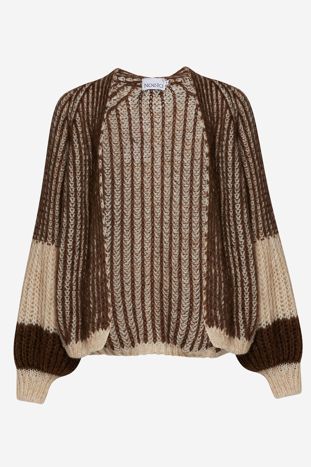 Noellas Liana Knit Cardigan Beige/brown. Køb Cardigans hos www.noellafashion.dk