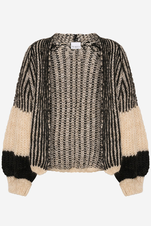 Noellas Liana Knit Cardigan Cream/black. Køb Cardigans hos www.noellafashion.dk